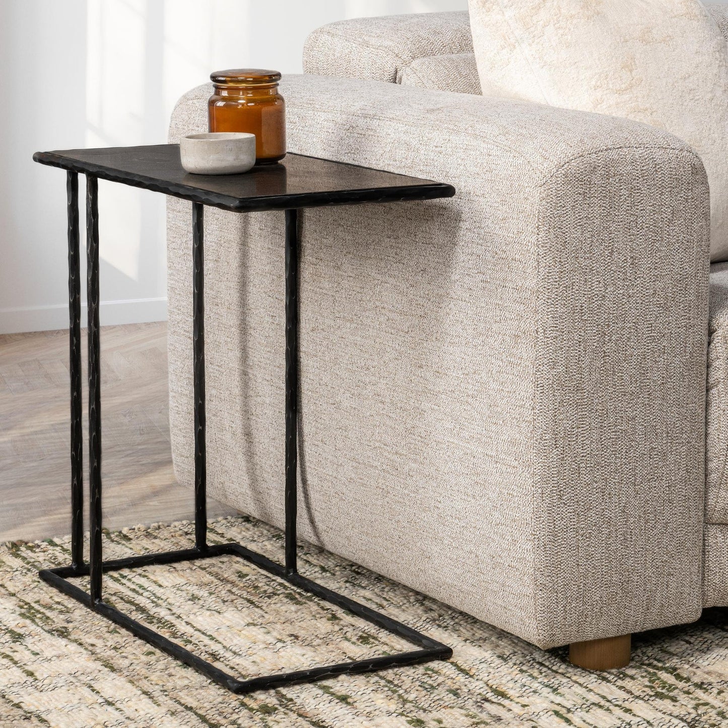 Hammered Metal/Blue Stone Blue Stone Accent & End Table Arlo Accent Table Collection