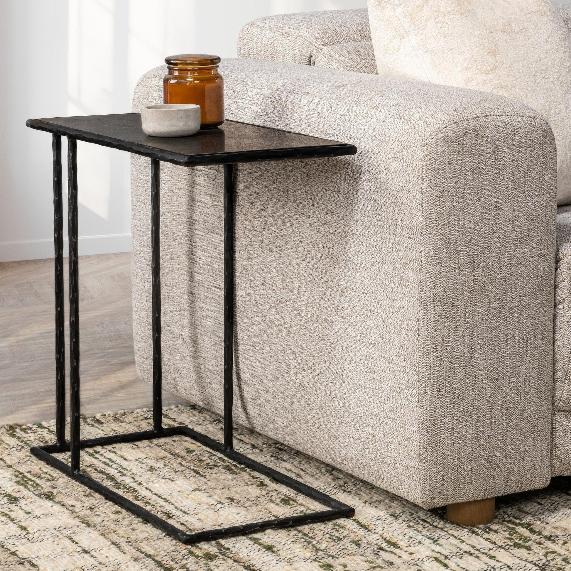 Hammered Metal/Blue Stone Blue Stone Accent & End Table Arlo Accent Table Collection