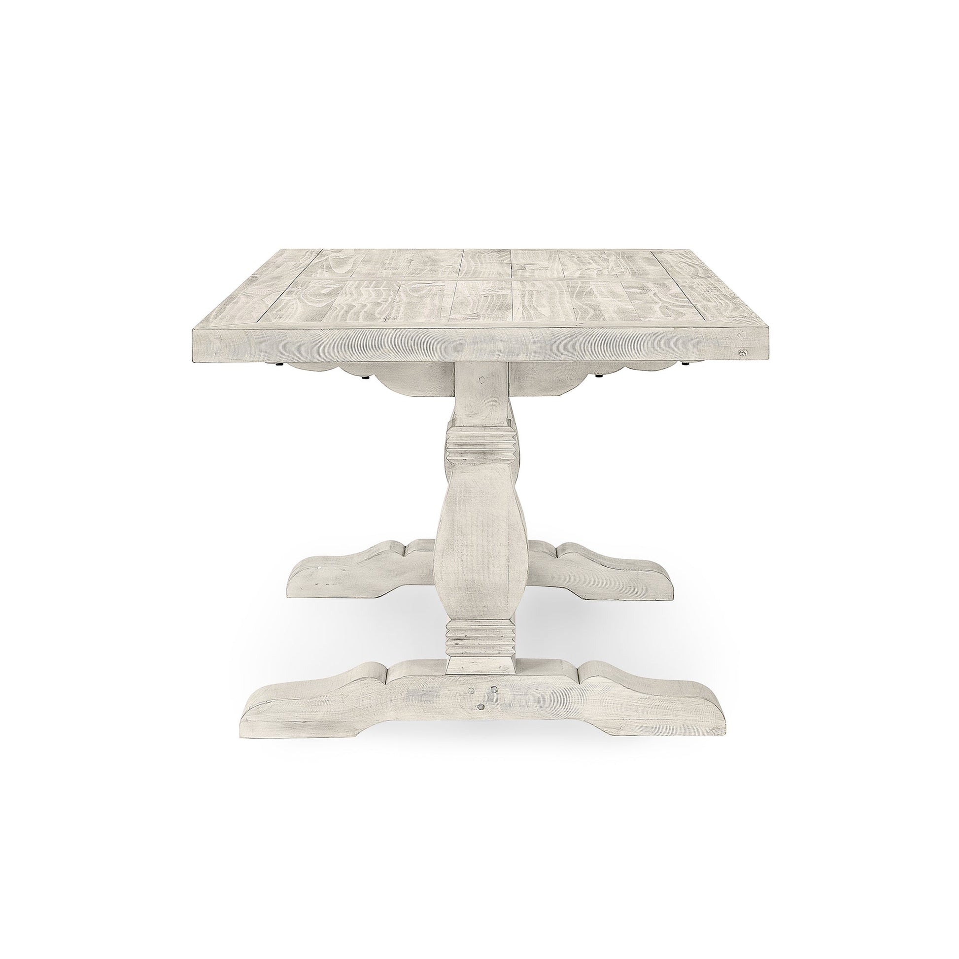 Distressed Ivory Reclaimed Pine Dining Table Caleb Dining Table Collection