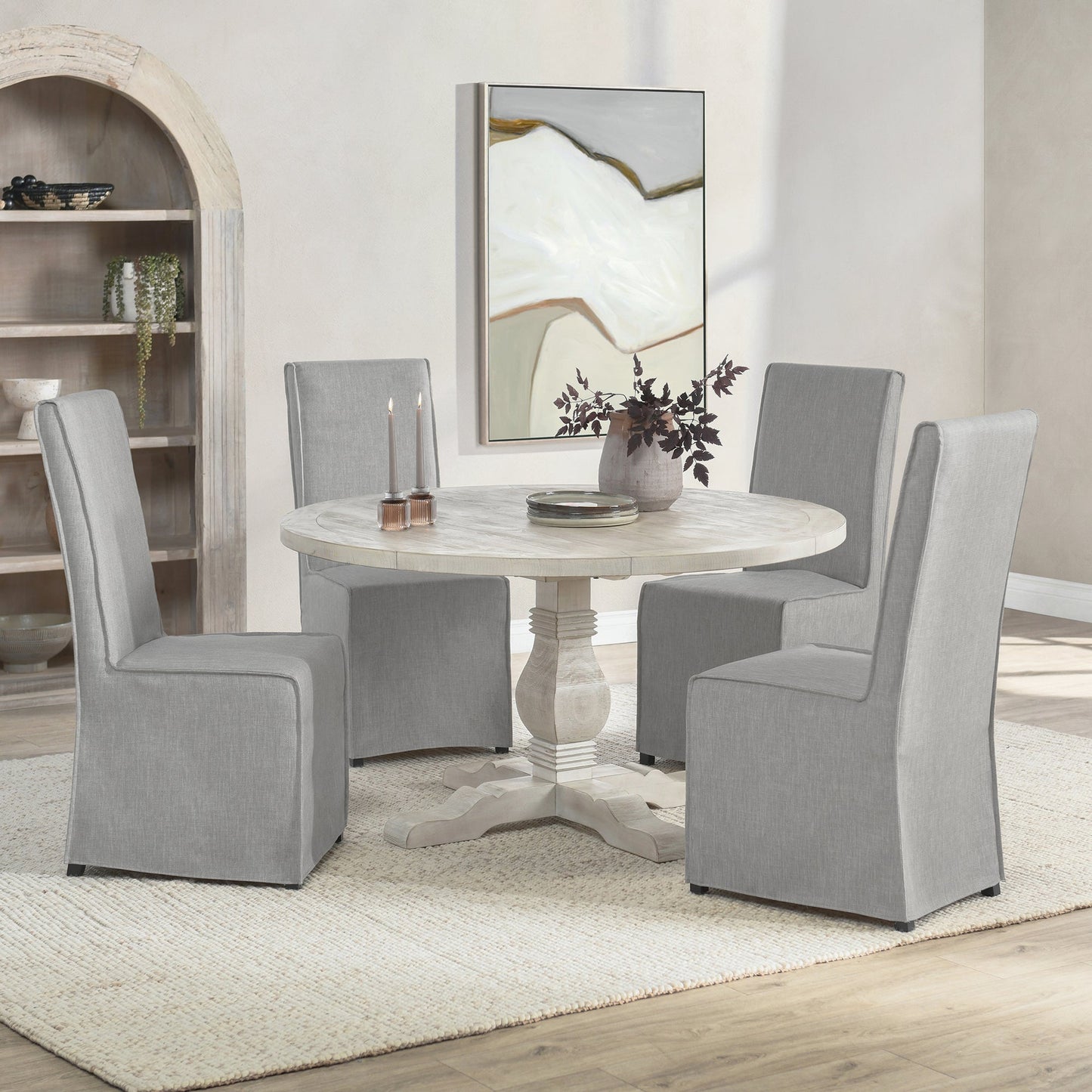 Distressed Ivory Reclaimed Pine Dining Table Caleb Dining Table Collection