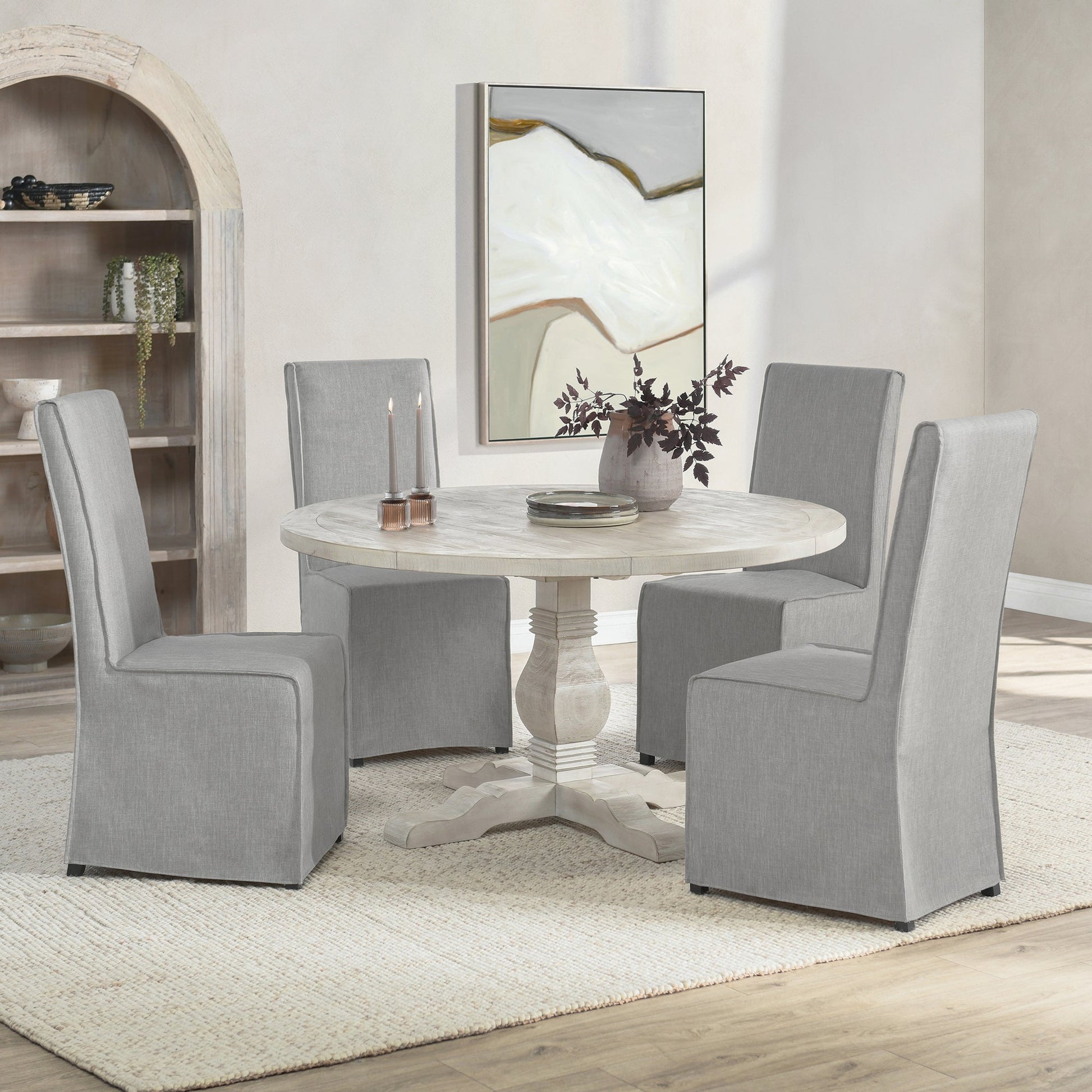Distressed Ivory Reclaimed Pine Dining Table Caleb Dining Table Collection