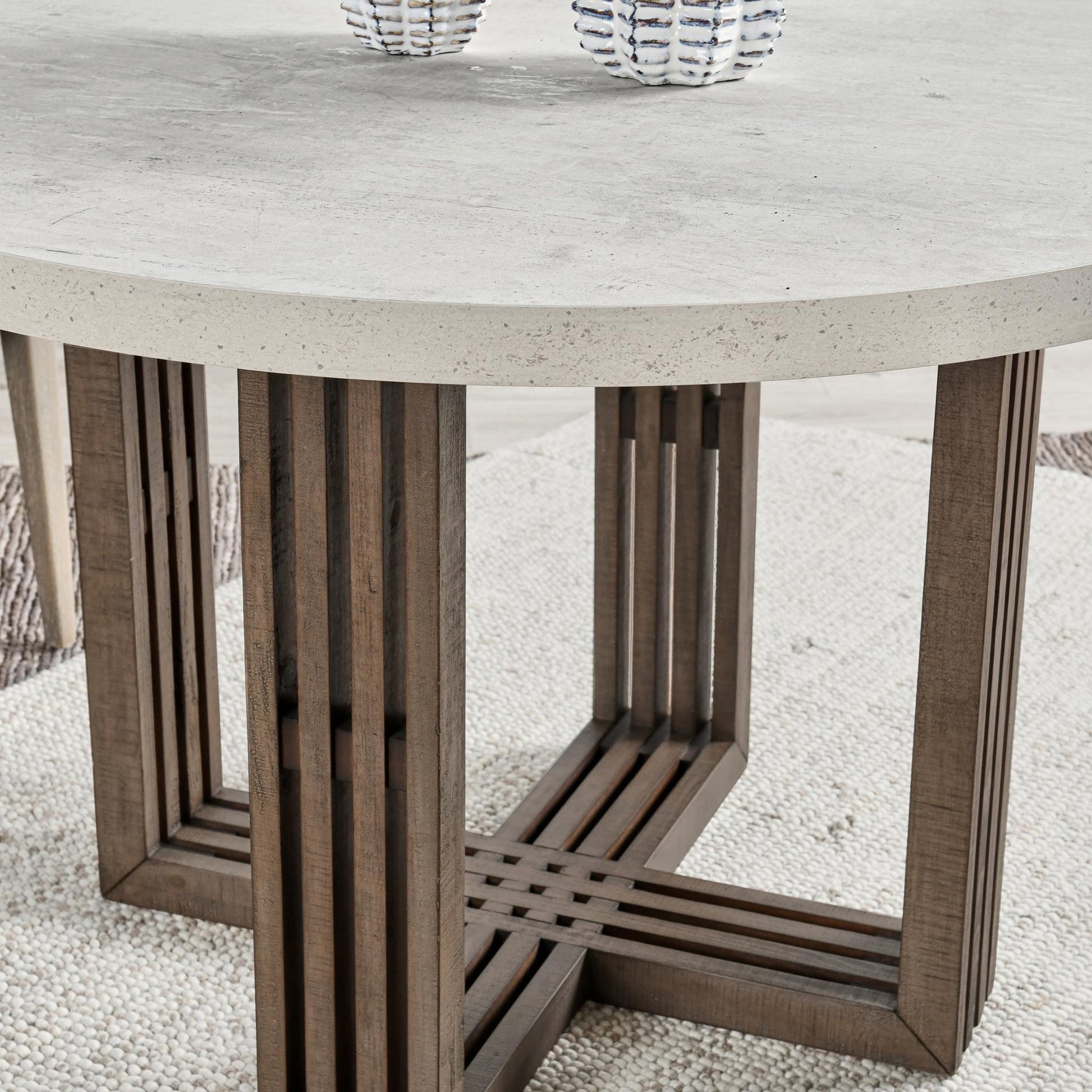 Distressed Brown/Weathered Chalk Concrete Laminate Dining Table Aspen Dining Table Collection