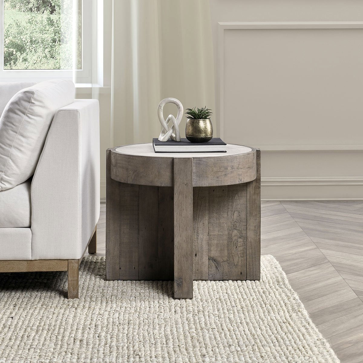 Antique White/Distressed Gray Laminate Accent & End Table Sonoma End Table Collection