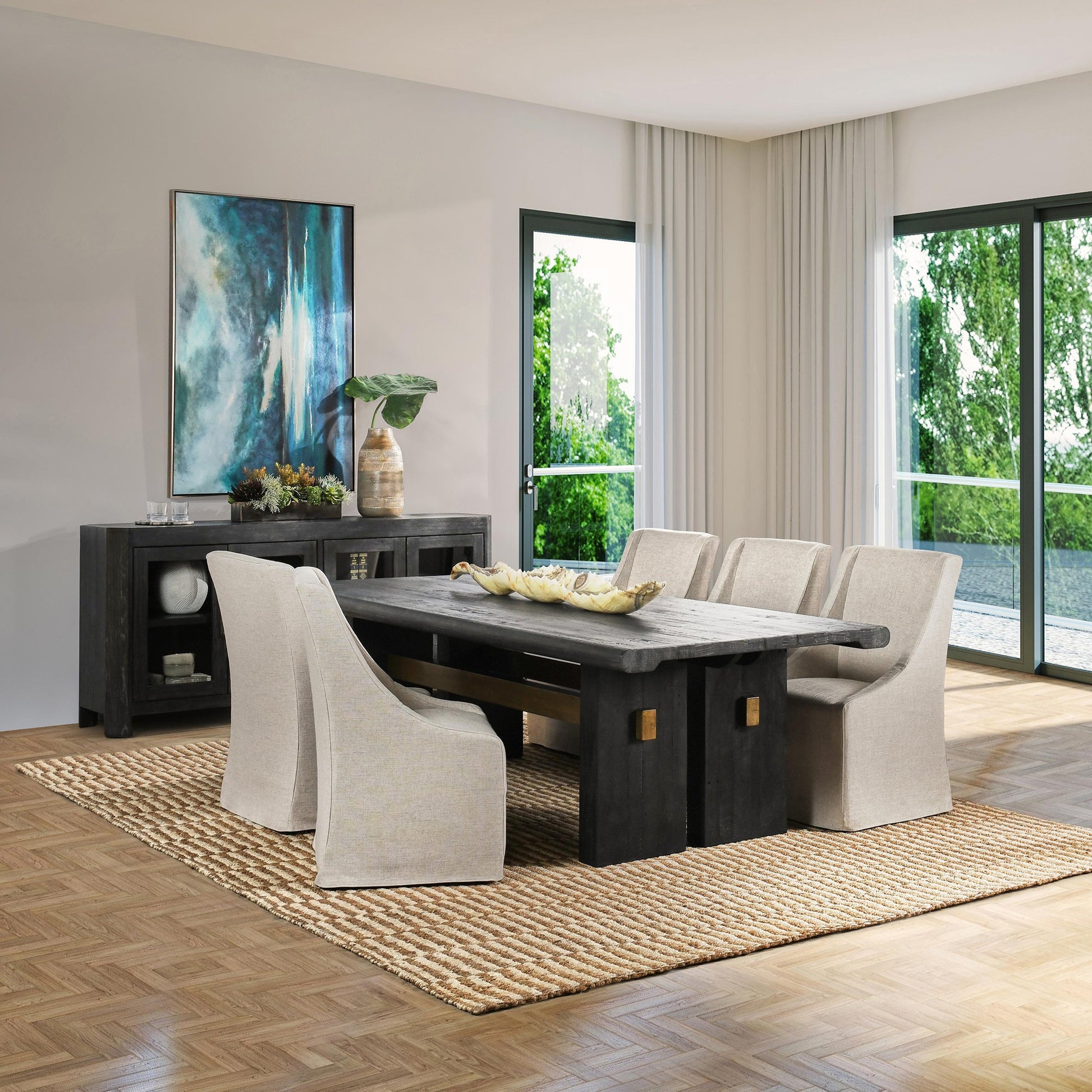 Carbon Black Reclaimed Pine Dining Table Larson Dining Table Collection