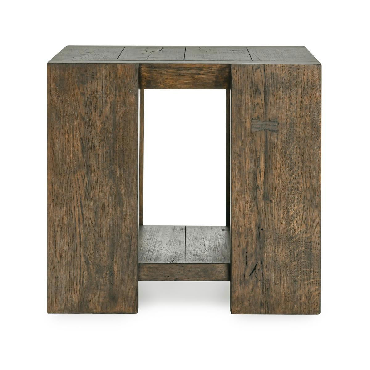 Suede Brown Reclaimed Oak Accent & End Table Troy End Table Collection