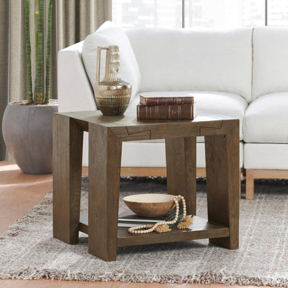 Suede Brown Reclaimed Oak Accent & End Table Troy End Table Collection