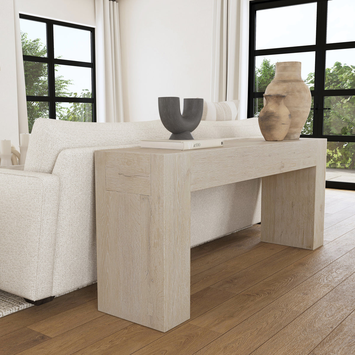 Aged Cream Reclaimed Oak Console Table Bristol Console Table Collection
