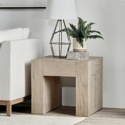 Aged Cream Reclaimed Oak Accent & End Table Bristol End Table Collection