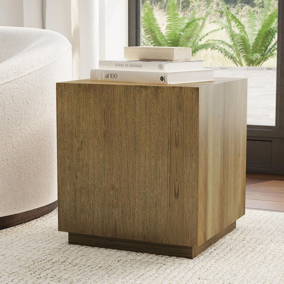 Light Brown Oak Veneer Accent & End Table Layne End Table Collection