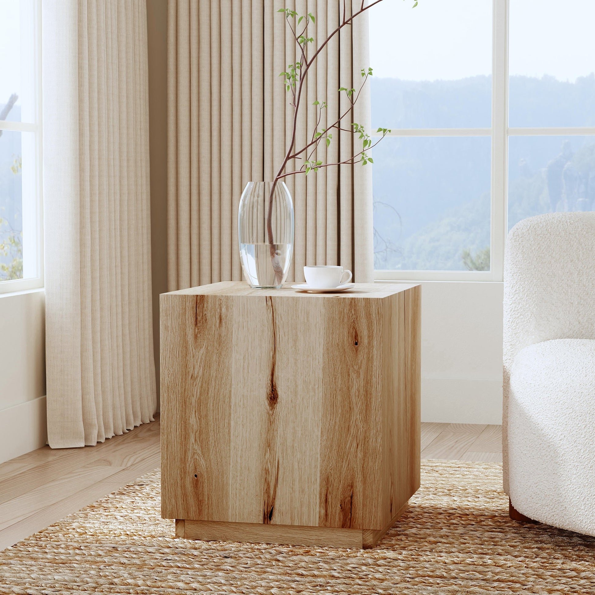 True Natural Oak Veneer Accent & End Table Layne End Table Collection