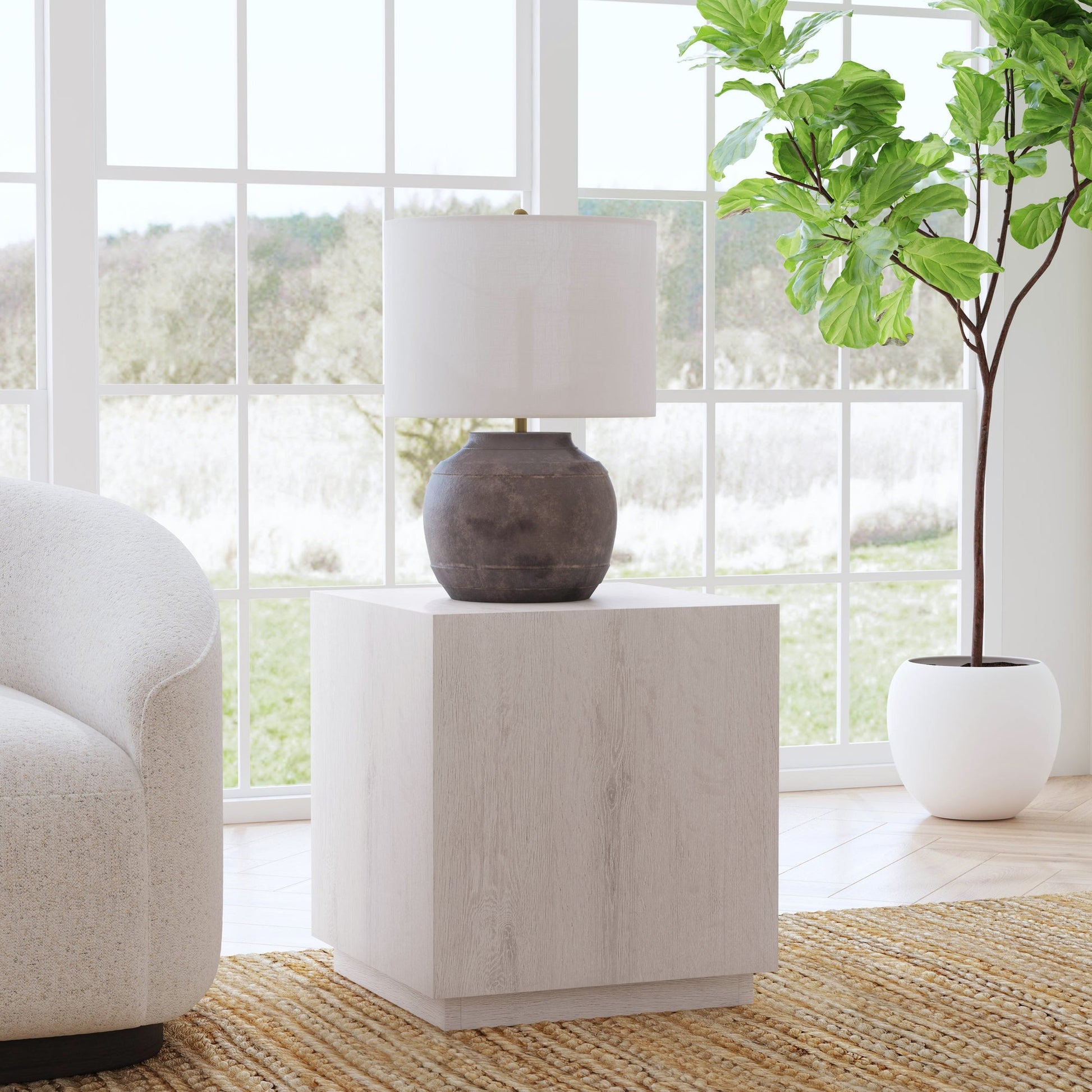 Milk White Oak Veneer Accent & End Table Layne End Table Collection