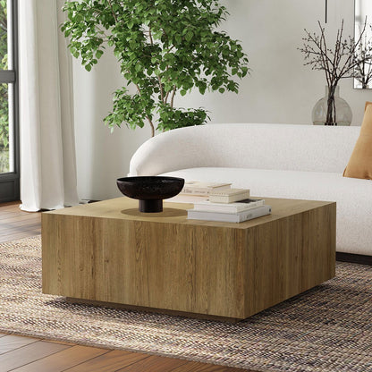 Light Brown Oak Veneer Coffee Table Layne Coffee Table with Casters Collection