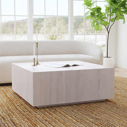 Milk White Oak Veneer Coffee Table Layne Coffee Table with Casters Collection