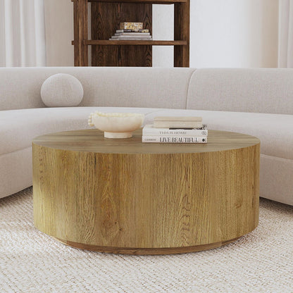 Light Brown Oak Veneer Coffee Table Layne Coffee Table with Casters Collection