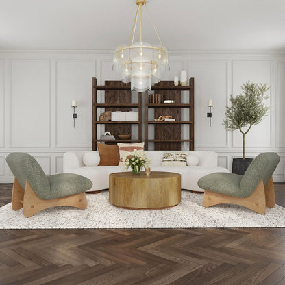 Light Brown Oak Veneer Coffee Table Layne Coffee Table with Casters Collection