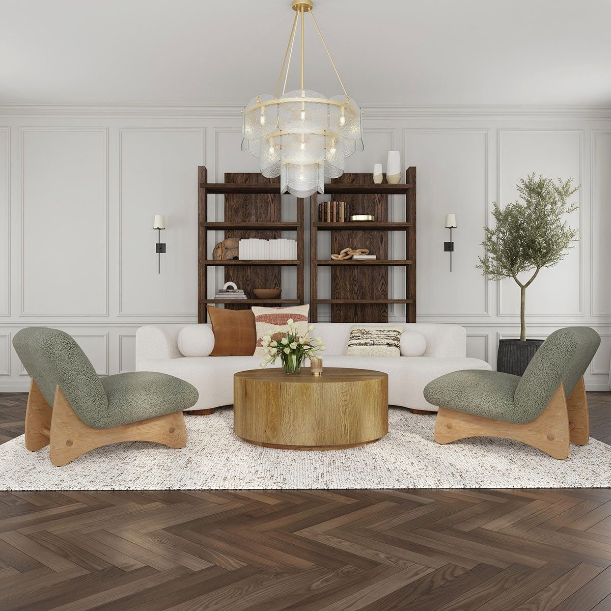 Light Brown Oak Veneer Coffee Table Layne Coffee Table with Casters Collection