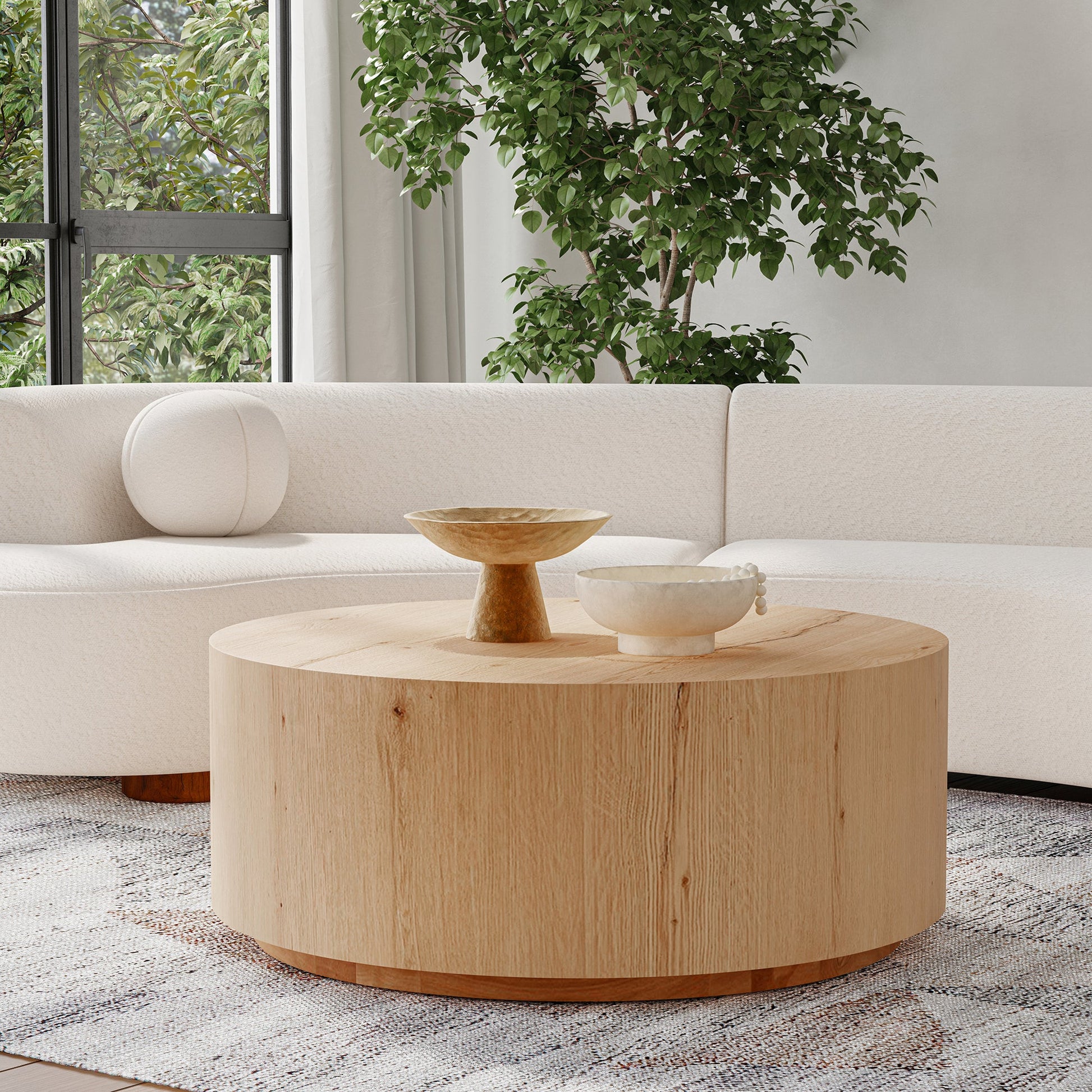 True Natural Oak Veneer Coffee Table Layne Coffee Table with Casters Collection