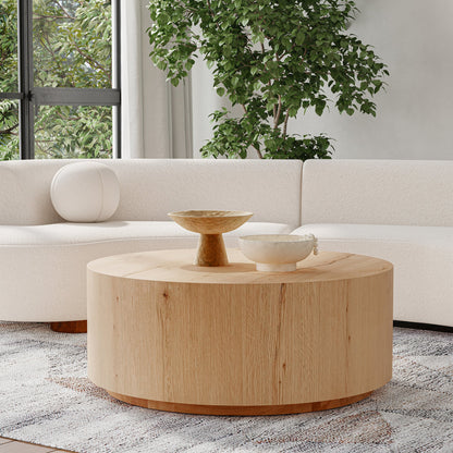 True Natural Oak Veneer Coffee Table Layne Coffee Table with Casters Collection
