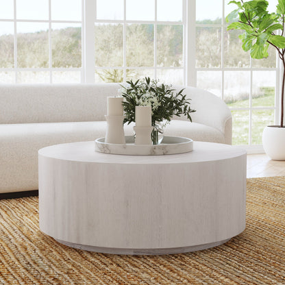 Milk White Oak Veneer Coffee Table Layne Coffee Table with Casters Collection