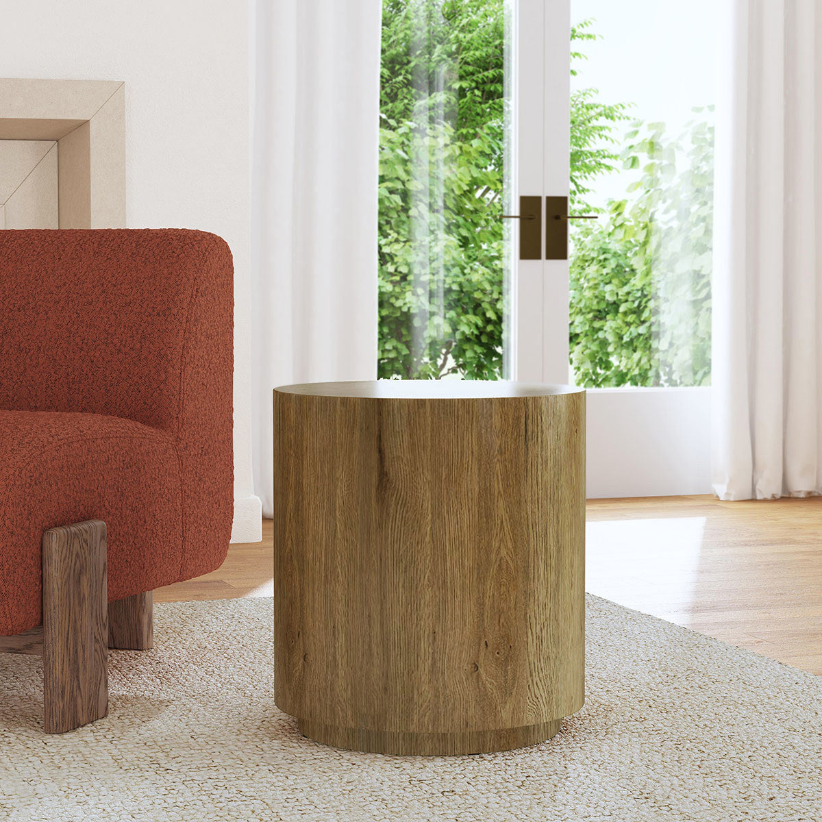 Light Brown Oak Veneer Accent & End Table Layne End Table Collection