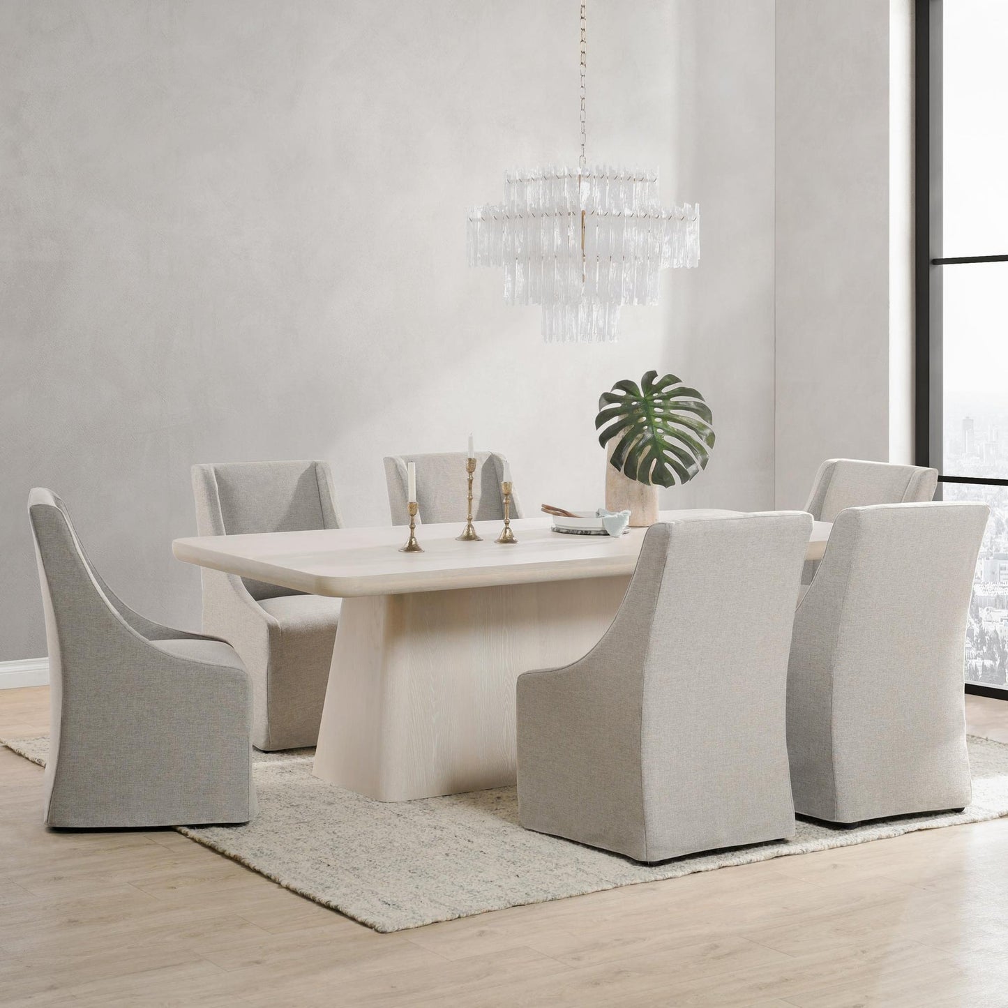 Milk White Oak Veneer Dining Table Orlando Dining Table Collection