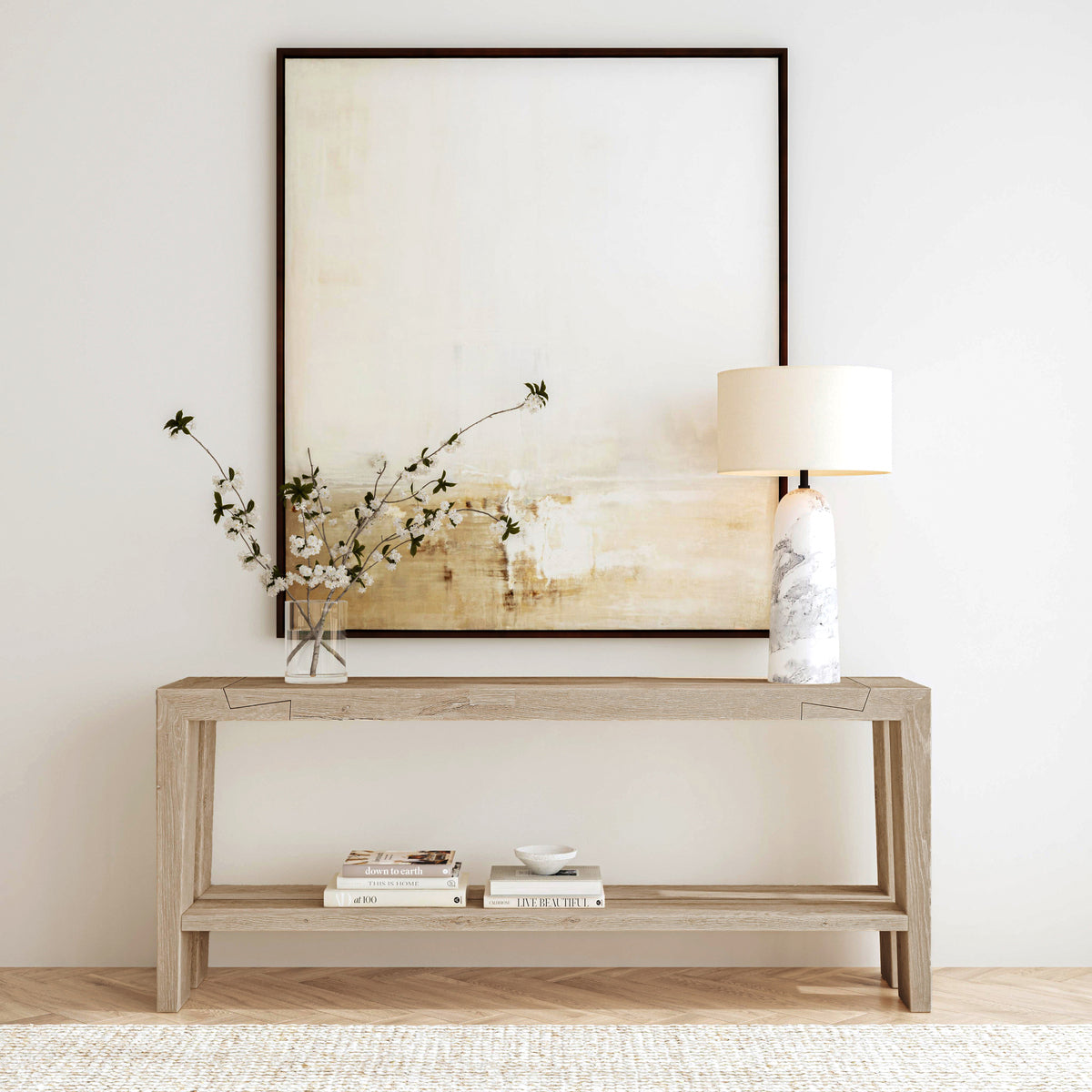 Aged Cream Reclaimed Oak Console Table Troy Console Table Collection