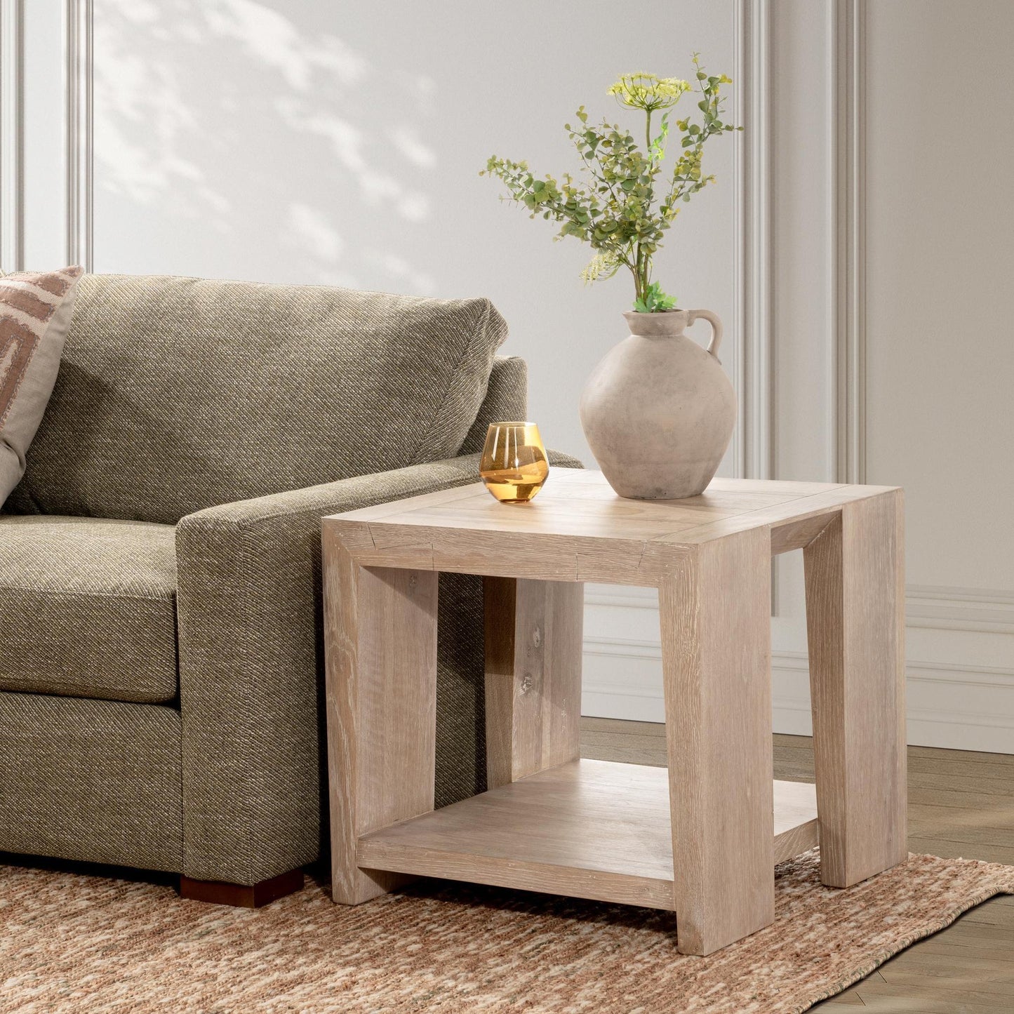 Aged Cream Reclaimed Oak Accent & End Table Troy End Table Collection