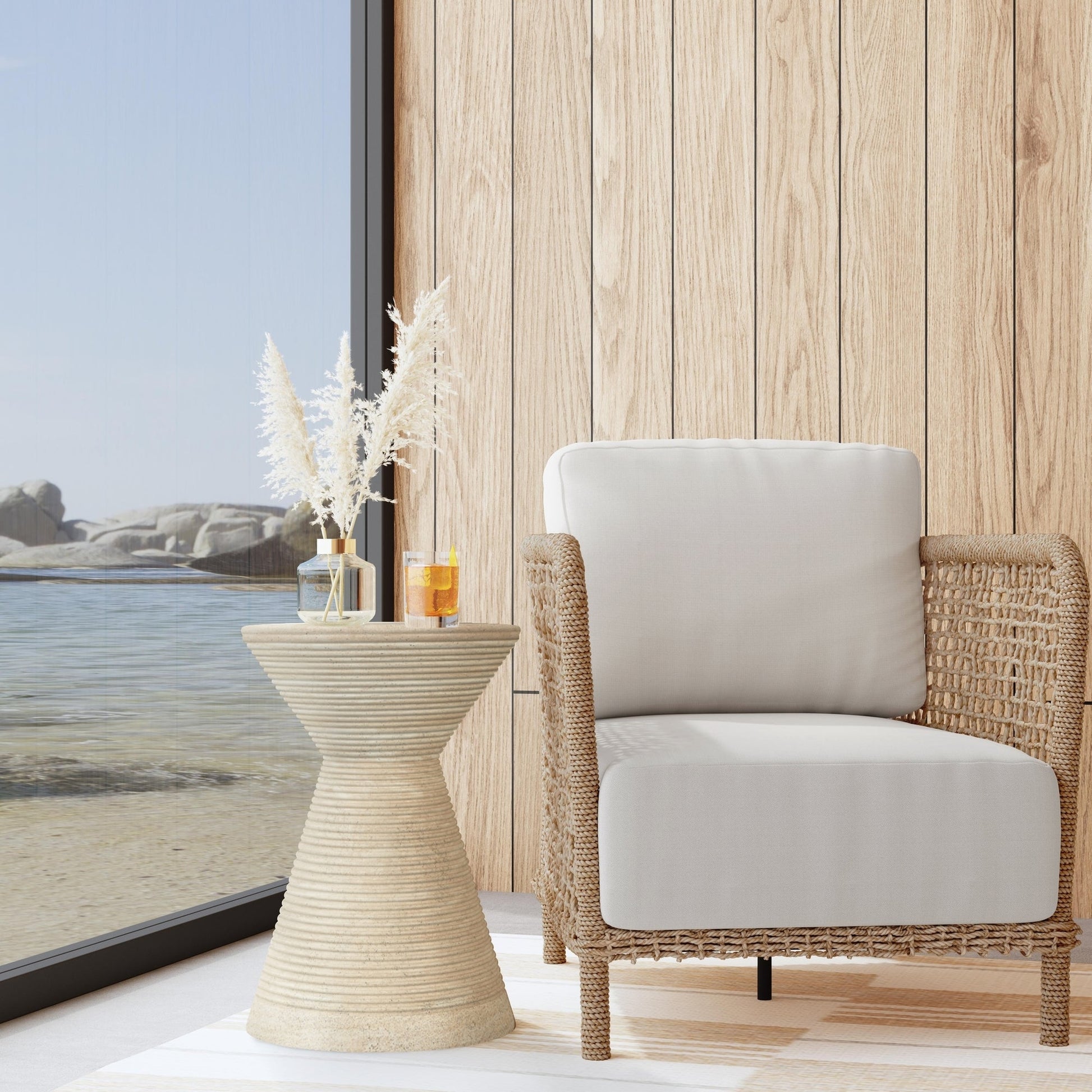 Beige Outdoor Accent & End Table Fern Outdoor Accent Table Collection