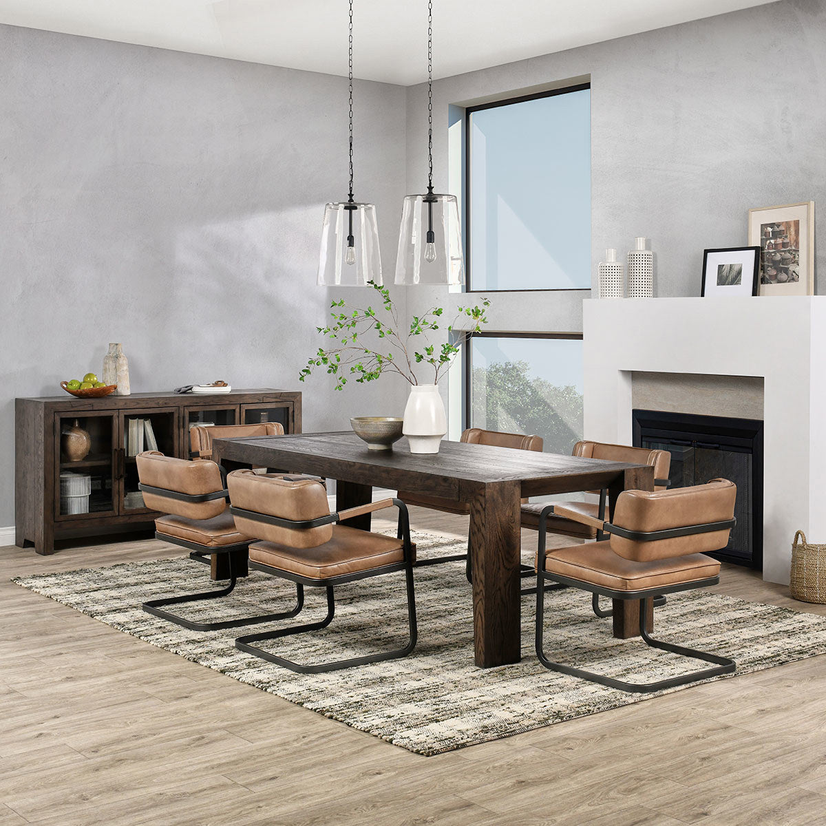 Suede Brown Reclaimed Oak Dining Table Troy Dining Table Collection