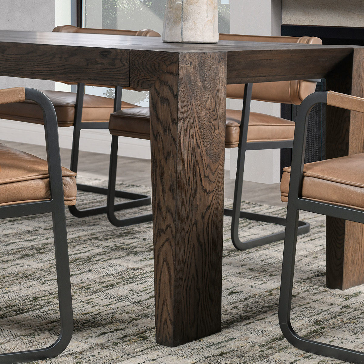 Suede Brown Reclaimed Oak Dining Table Troy Dining Table Collection