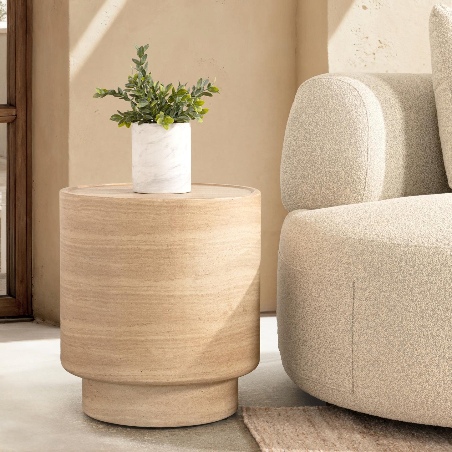 Travertine Outdoor Accent & End Table Mckenna Outdoor End Table Collection