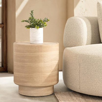 Travertine Outdoor Accent & End Table Mckenna Outdoor End Table Collection