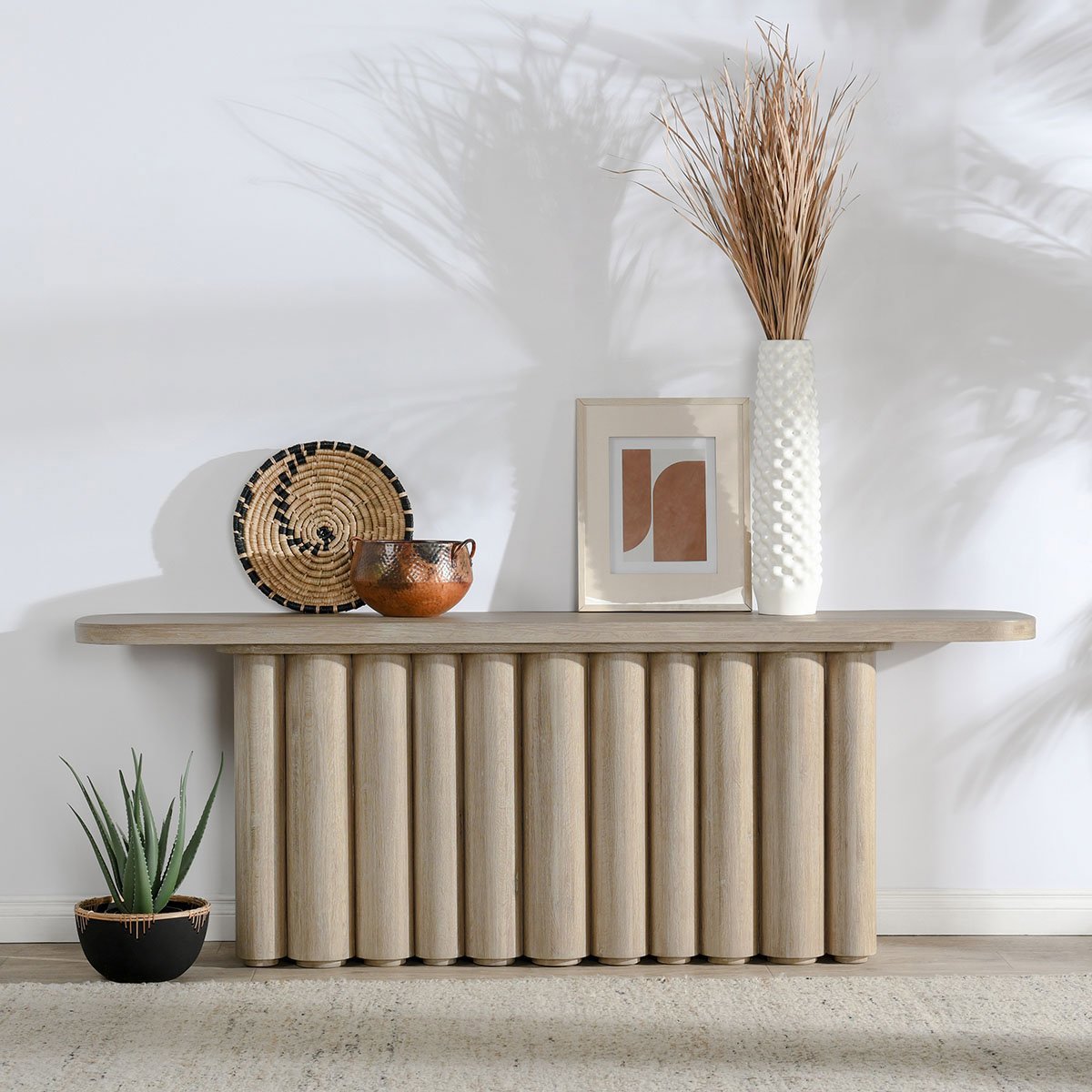 Cream Washed Oak Veneer Console Table Tiber Console Table Collection