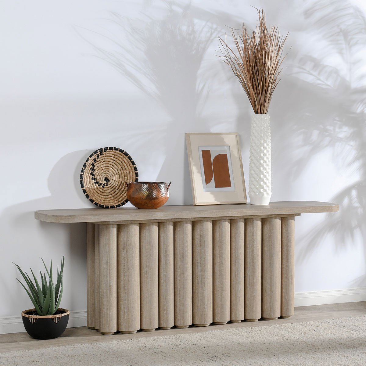 Cream Washed Oak Veneer Console Table Tiber Console Table Collection