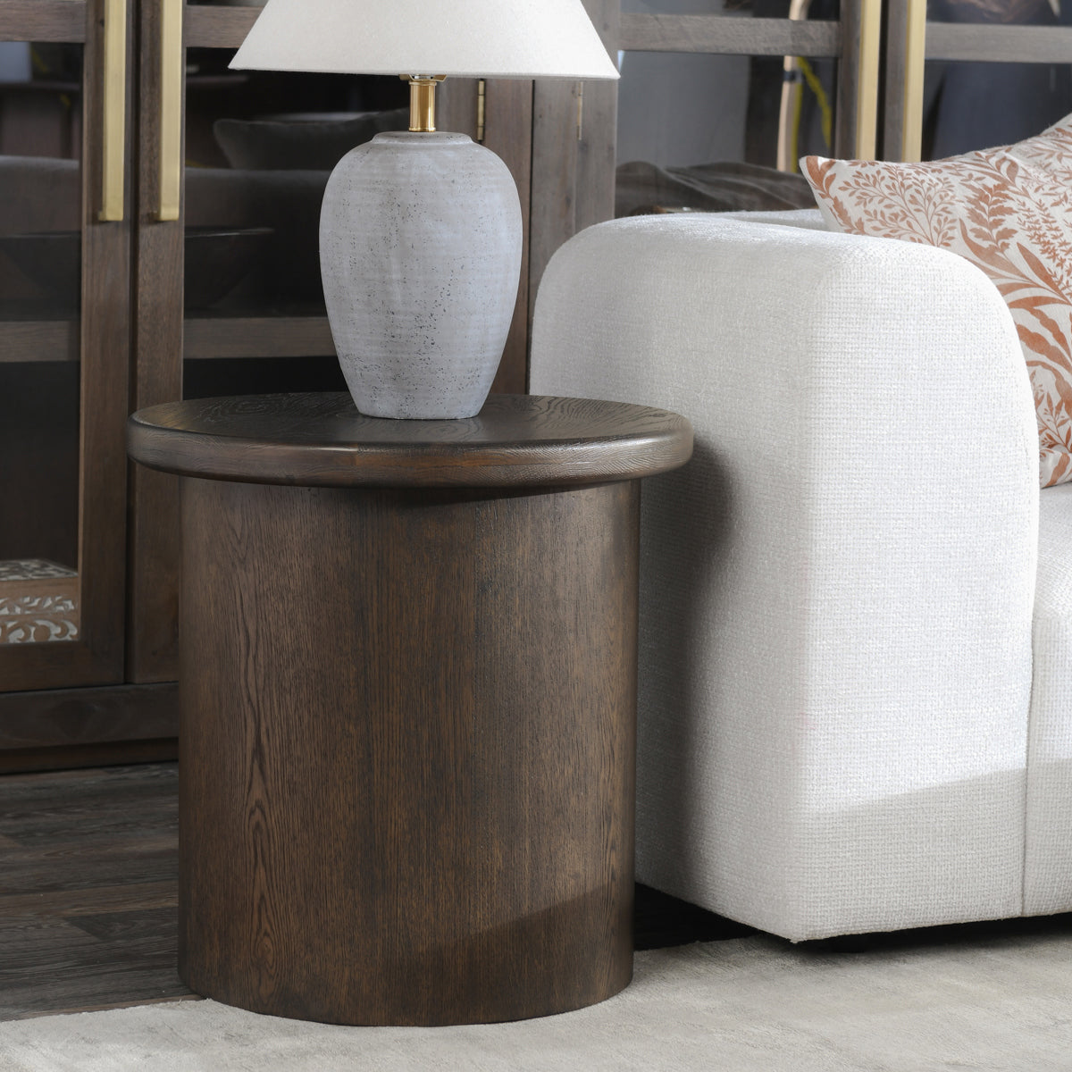 Coffee Brown Oak Veneer Accent & End Table Runa End Table Collection
