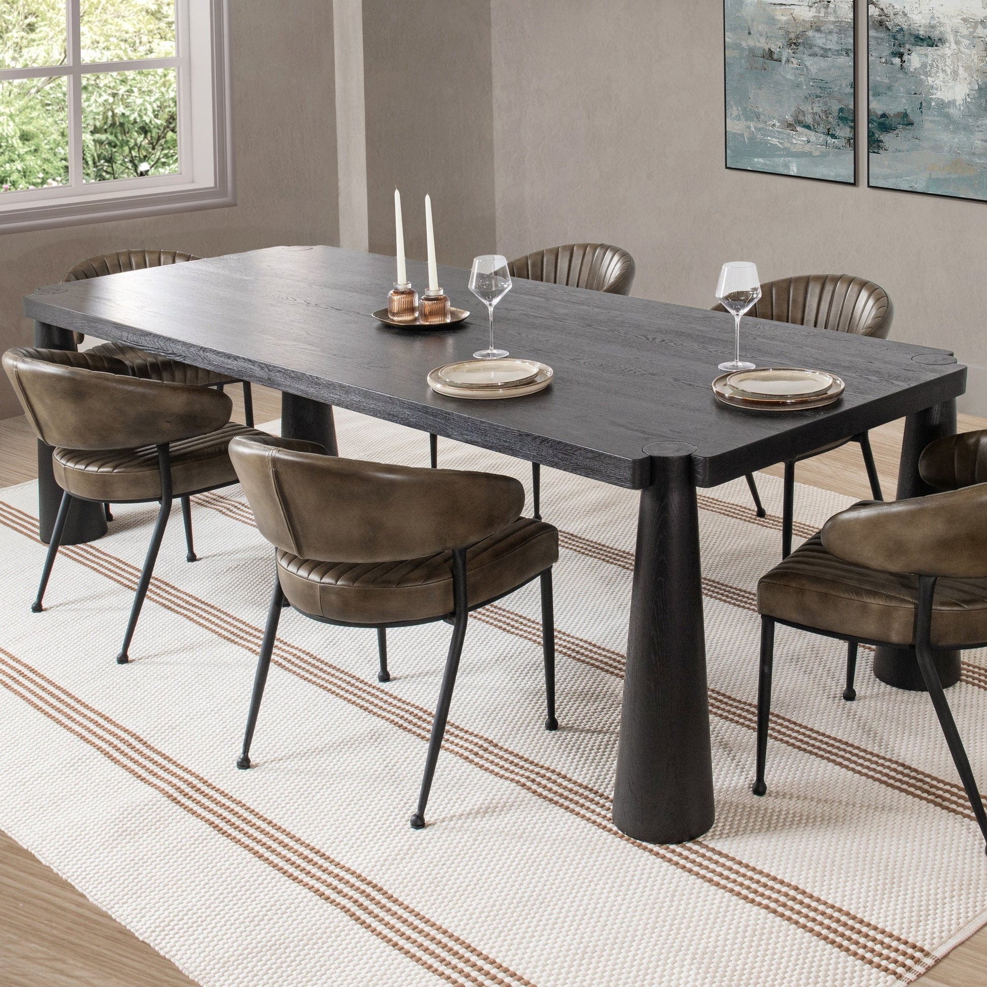 Ink Black Oak Wood Dining Table Atrop Dining Table Collection
