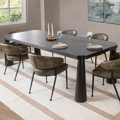 Ink Black Oak Wood Dining Table Atrop Dining Table Collection