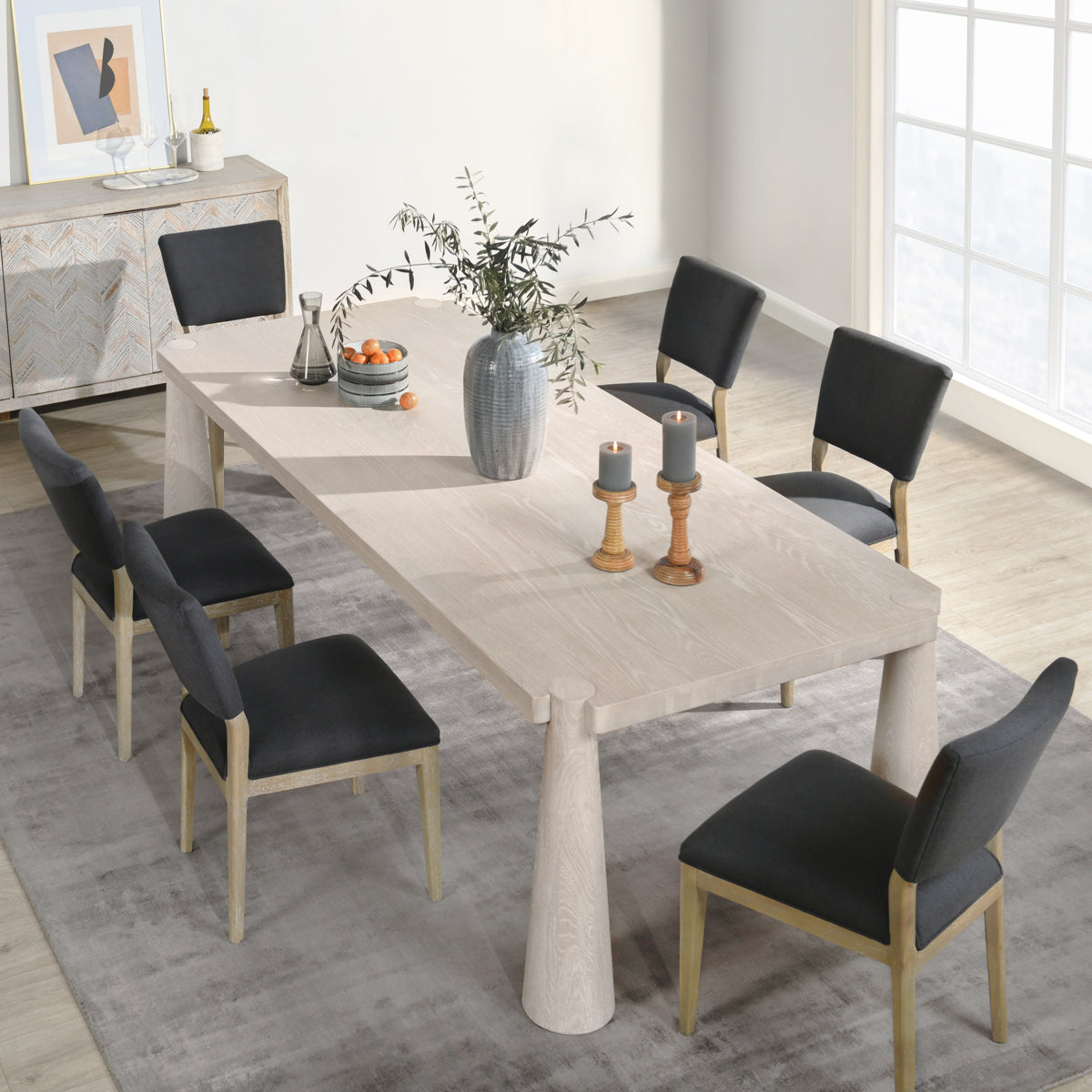 Milk White Oak Wood Dining Table Atrop Dining Table Collection