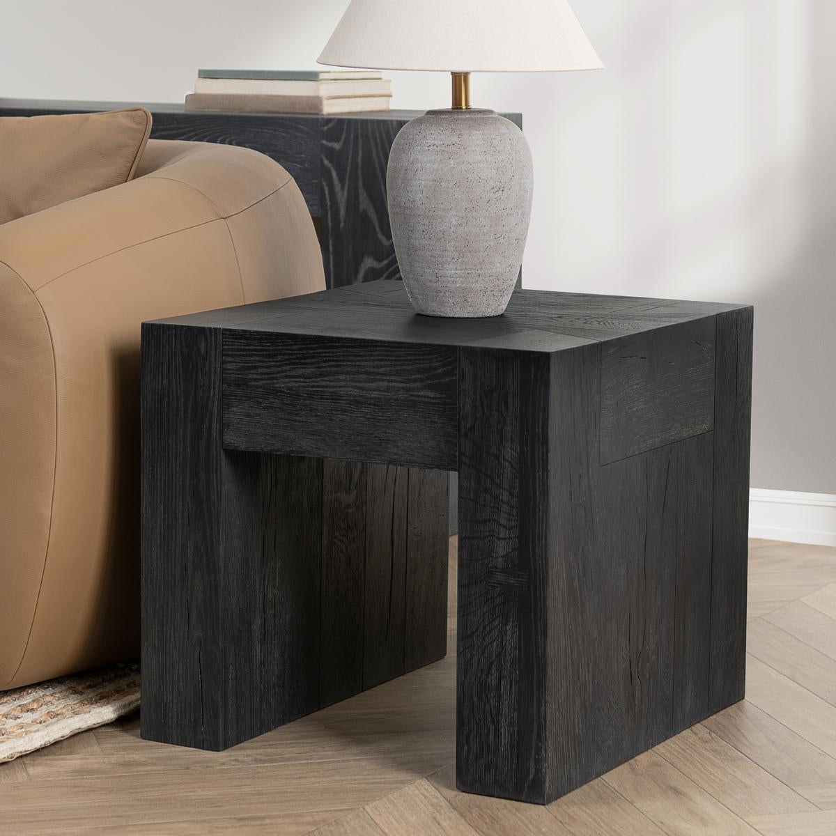 Aged Black Reclaimed Oak Accent & End Table Bristol End Table Collection