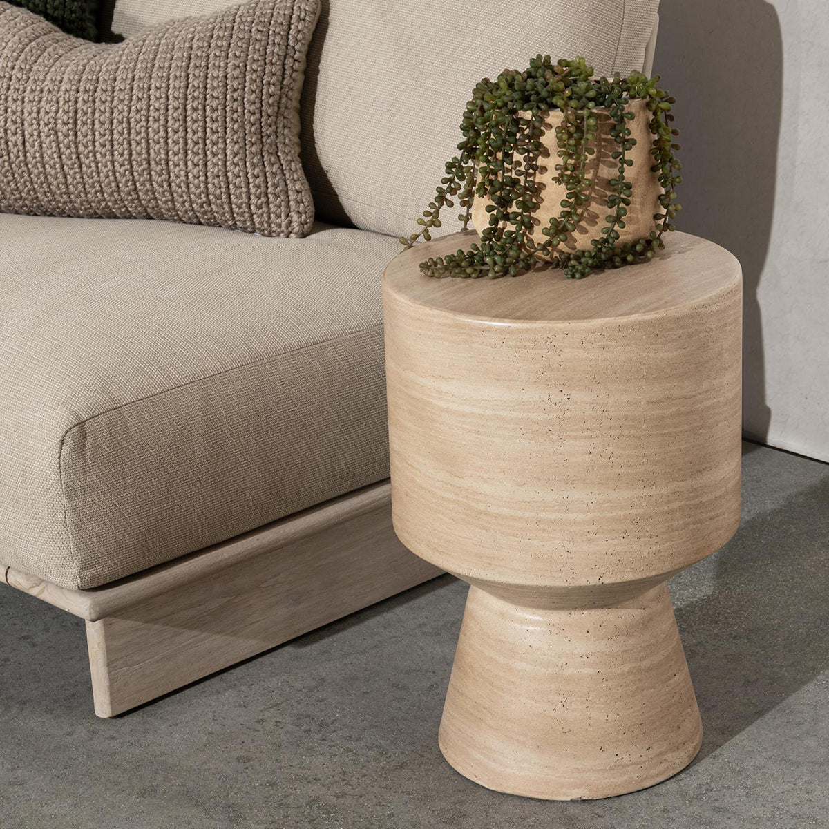 Beige Outdoor Accent & End Table Terrace Outdoor Accent Table Collection