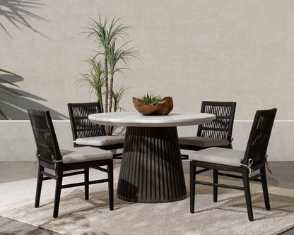 Snowdrift White/Black Outdoor Dining Table Caspia Outdoor Dining Table Collection