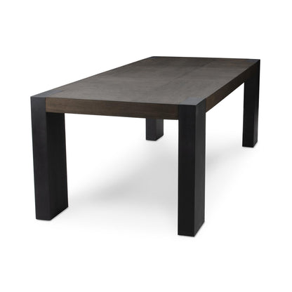 Toasted Brown Oak Veneer Dining Table Deaven Dining Table Collection