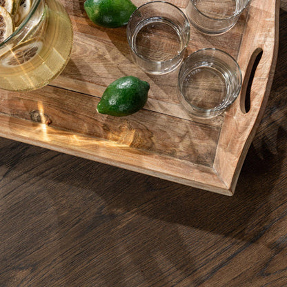 Toasted Brown Oak Veneer Dining Table Deaven Dining Table Collection