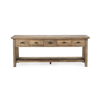 Natural Pine Reclaimed Pine Console Table Talladega Five-Drawer Console Table Collection