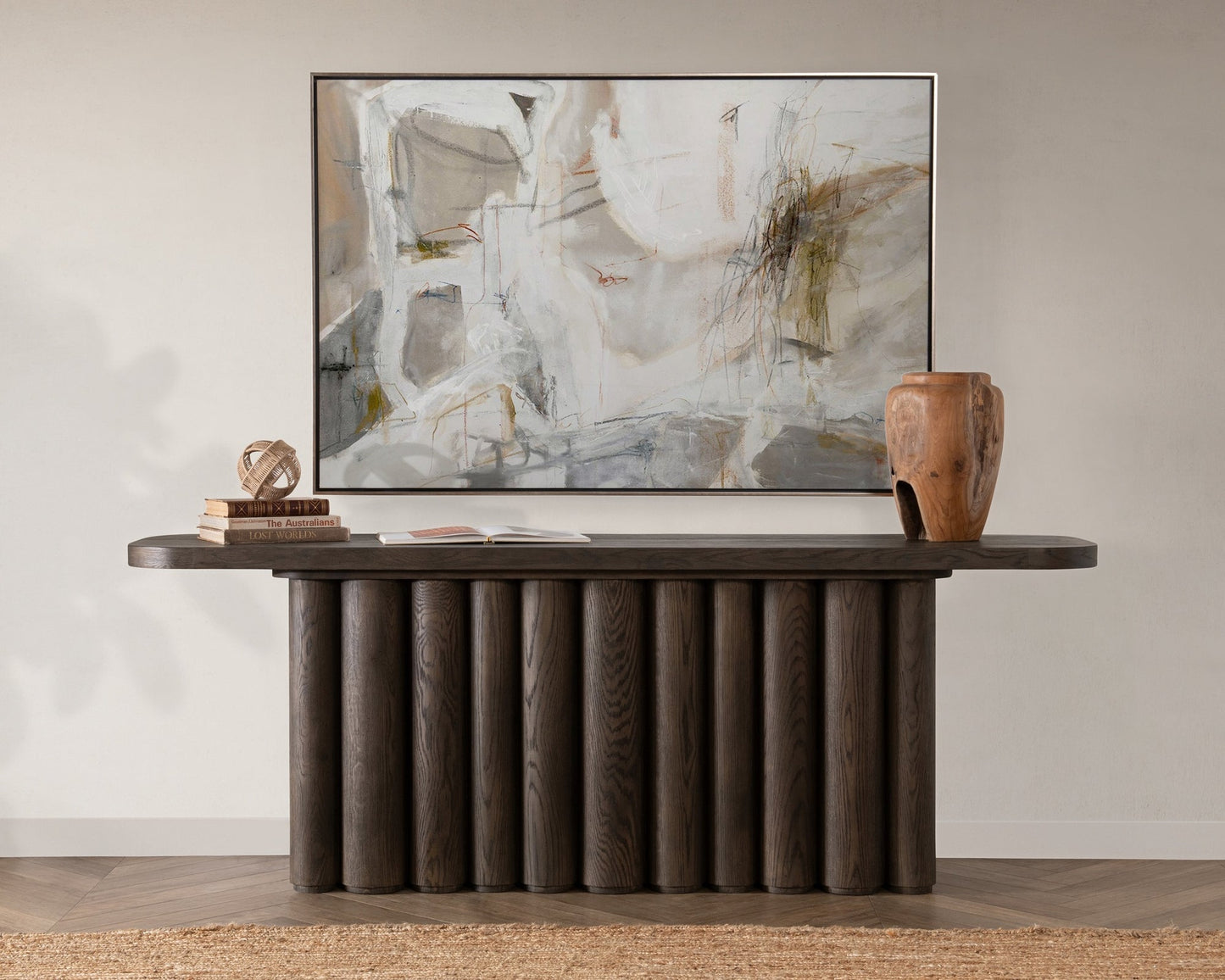 Toasted Brown Oak Wood Console Table Tiber Console Table Collection