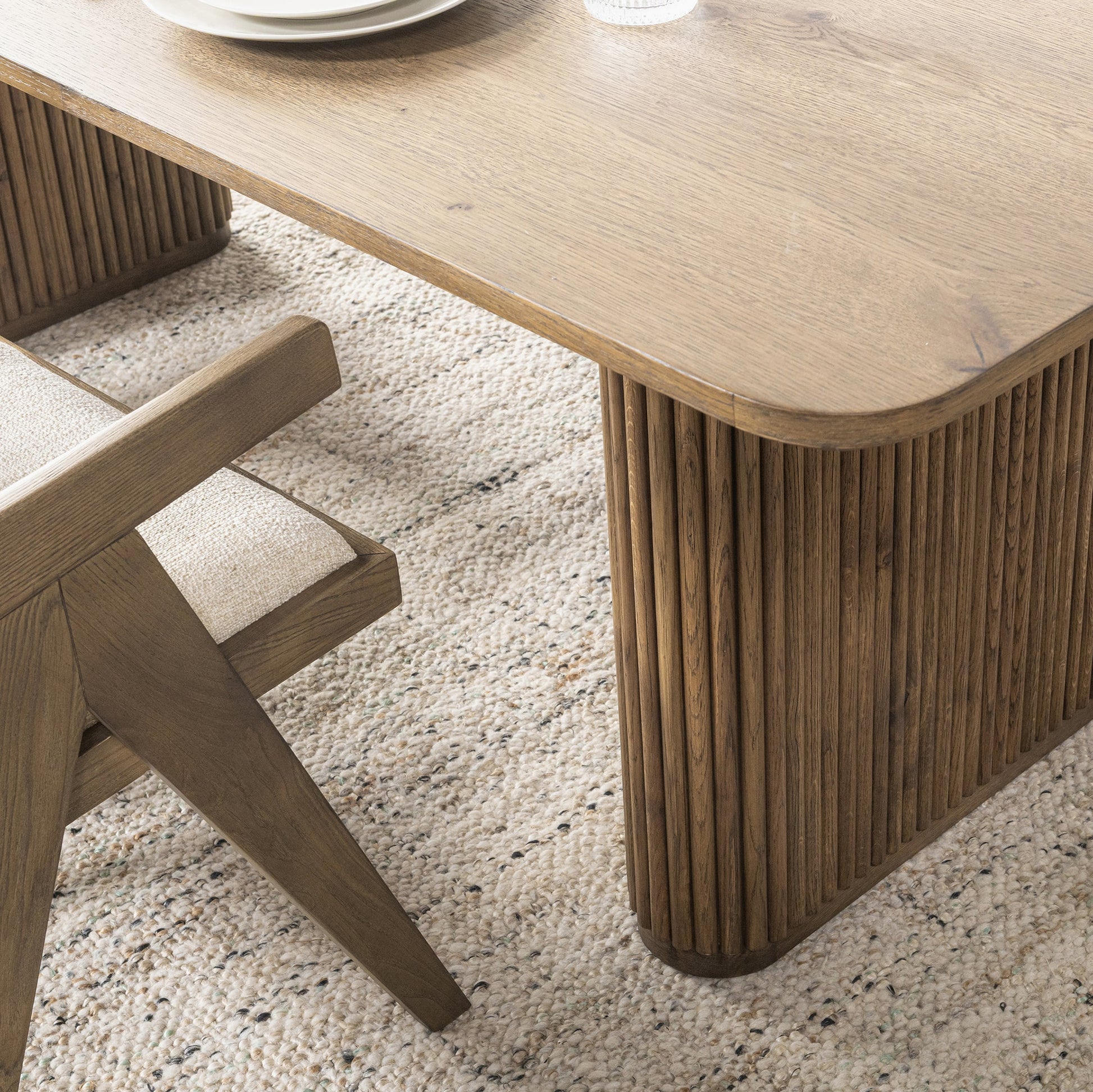 Tawny Brown Oak Veneer Dining Table Vander Dining Table Collection
