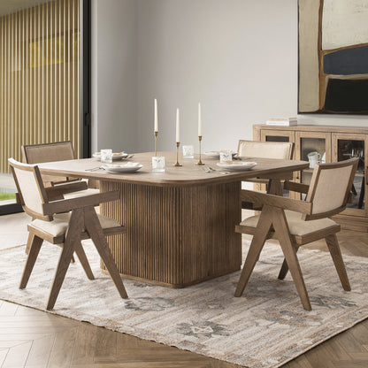 Tawny Brown Oak Veneer Dining Table Vander Dining Table Collection
