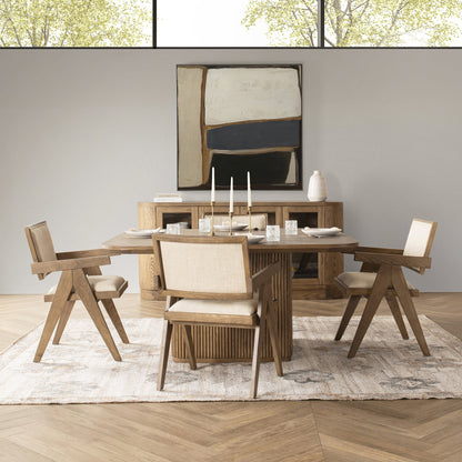 Tawny Brown Oak Veneer Dining Table Vander Dining Table Collection