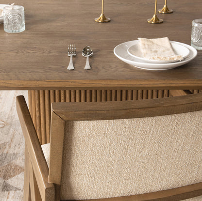 Tawny Brown Oak Veneer Dining Table Vander Dining Table Collection