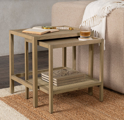 Khaki Mist Oak Veneer Accent & End Table Devin Nesting Accent Tables Collection